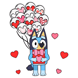 Groovy Bluey Valentine Balloons PNG