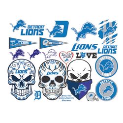 Detroit Lions Bundle Logo SVG Sport Lovers SVG Detroit Logo Nfl Football Team SVG Lions Lovers Skull