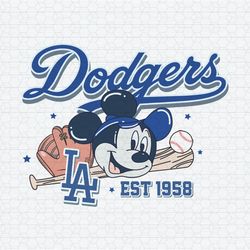 La Dodgers Est 1958 Mickey Baseball SVG