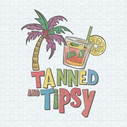 Retro Tanned And Tipsy Summer Vibes PNG