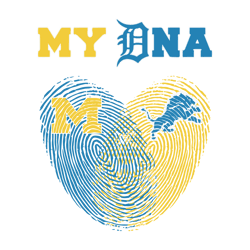 Heart My Dna Michigan Wolverines And Detroit Lions SVG