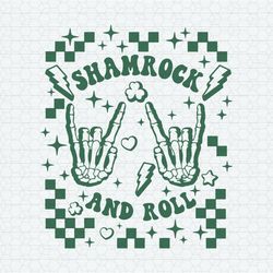 Checkered Shamrock And Roll Skeleton Hand SVG
