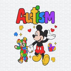 Autism Mickey And Bear Friend SVG