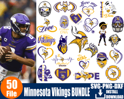 50 Designs Minnesota Vikings Football Svg Bundle, Love Vikings DXF, Minnesota Vikings Logo PNG