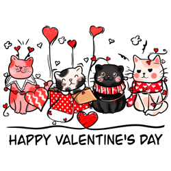 Cute Cats Happy Valentines Day PNG