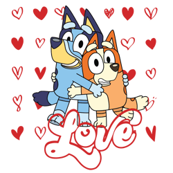 Love Bluey And Bingo Valentine SVG