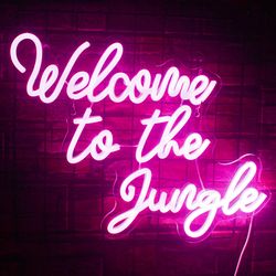 Neon Sign LED Light Welcome to the Jungle Neon Light Signs Bedroom Office Wall Decor Party Bar Shop Club Decorations