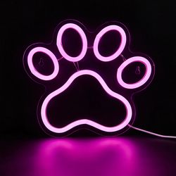 LED Neon Paw USB Powered Neon Signs Night Light 3D Wall Art & Game Room Bedroom Living Room Decor Lamp Signs