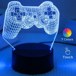 Night Lamp Touch 7 Color Dimmable Game Handle 3D Acrylic Illusion Ambiance Creative Table Lamp Bedroom Home Decor Lamp