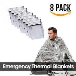 8 Pack Emergency BLANKET Thermal Survival Safety Insulating Mylar Heat