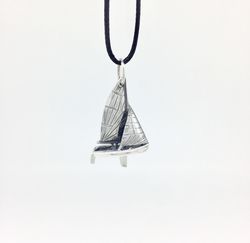 470 sailboat amazing miniature pendant, sterling silver, small miniature yaht Charm.