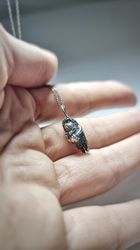 Hedgehog in the Fog amazing miniature pendant, sterling silver.