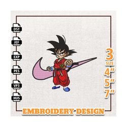 Nike With Goku Kids Embroidery Designs File, Nike Dragon Ball Embroidery
