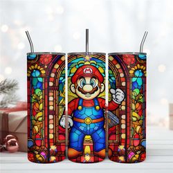 Mario Stained Glass 20Oz Tumbler Wrap Sublimation Png