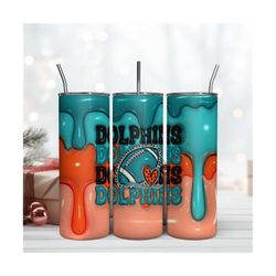 Miami Dolphins Inflated Puff Skinny Tumbler 20Oz, Football Tumbler Straight and Tapered