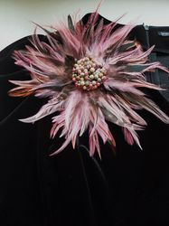 Extra Large Feather Flower Brooch, Large Pink Flower Shoulder Corsage, Chic Feather Flower Brooch Pin for dress, jacket