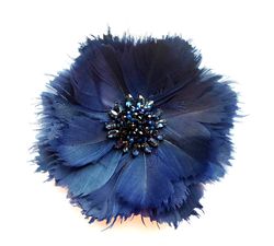 Stylish Navy Blue Feather Flower Brooch, Trendy Navy Blue Shoulder Corsage, Modern Feather Brooch Pin in Navy Blue