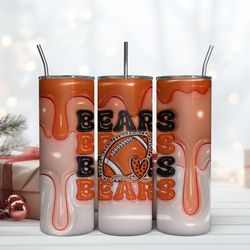 Chicago Bears Inflated Puff Skinny Tumbler 20Oz, Football Tumbler Straight and Tapered