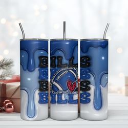 Buffalo Bills Inflated Puff Skinny Tumbler 20Oz, Football Tumbler Straight and Tapered