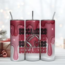 Tampa Bay Buccaneers Inflated Puff Skinny Tumbler 20Oz, Football Tumbler Straight and Tapered