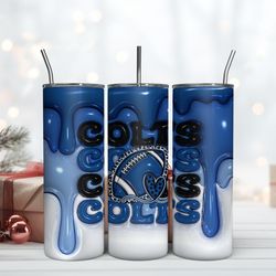 Indianapolis Colts Inflated Puff Skinny Tumbler 20Oz, Football Tumbler Straight and Tapered