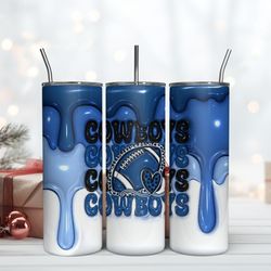 Dallas Cowboys Inflated Puff Skinny Tumbler 20Oz, Football Tumbler Straight and Tapered