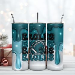 Philadelphia Eagles Inflated Puff Skinny Tumbler 20Oz, Football Tumbler Straight and Tapered