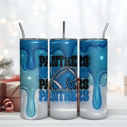 Carolina Panthers Inflated Puff Skinny Tumbler 20Oz, Football Tumbler Straight and Tapered