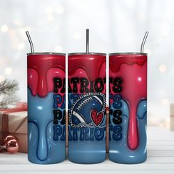 New England Patriots Inflated Puff Skinny Tumbler 20Oz, Football Tumbler Straight and Tapered