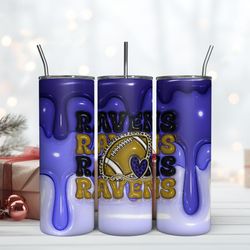 Baltimore Ravens Inflated Puff Skinny Tumbler 20Oz, Football Tumbler Straight and Tapered