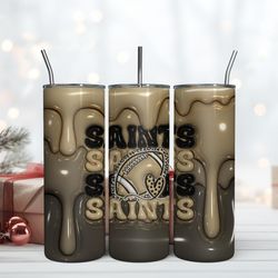 New Orleans Saints Inflated Puff Skinny Tumbler 20Oz, Football Tumbler Straight and Tapered