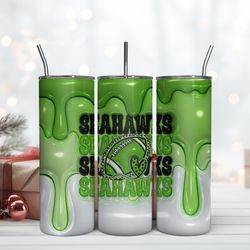 Seattle Seahawks Inflated Puff Skinny Tumbler 20Oz, Football Tumbler Straight and Tapered