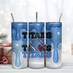 Tennessee Titans Inflated Puff Skinny Tumbler 20Oz, Football Tumbler Straight and Tapered