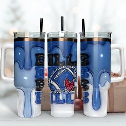 Buffalo Bills Inflated Puff Skinny Tumbler 40Oz, Football Tumbler Straight and Tapered