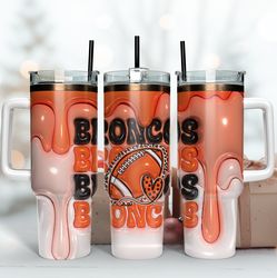 Denver Broncos Inflated Puff Skinny Tumbler 40Oz, Football Tumbler Straight and Tapered