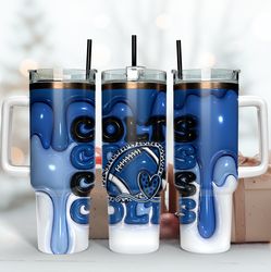 Indianapolis Colts Inflated Puff Skinny Tumbler 40Oz, Football Tumbler Straight and Tapered