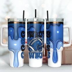 Dallas Cowboys Inflated Puff Skinny Tumbler 40Oz, Football Tumbler Straight and Tapered