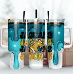 Jacksonville Jaguars Inflated Puff Skinny Tumbler 40Oz, Football Tumbler Straight and Tapered