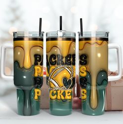 Green Bay Packers Inflated Puff Skinny Tumbler 40Oz, Football Tumbler Straight and Tapered