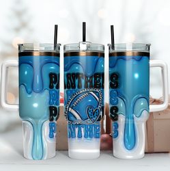 Carolina Panthers Inflated Puff Skinny Tumbler 40Oz, Football Tumbler Straight and Tapered
