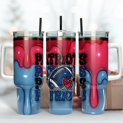 New England Patriots Inflated Puff Skinny Tumbler 40Oz, Football Tumbler Straight and Tapered