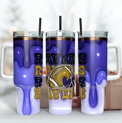 Baltimore Ravens Inflated Puff Skinny Tumbler 40Oz, Football Tumbler Straight and Tapered