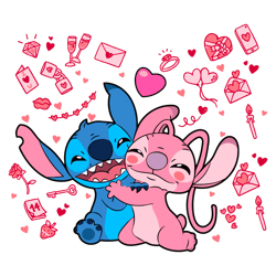 Vintage Disney Lilo And Stitch Hug Couple Valentine SVG
