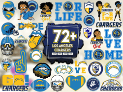 72 Files Los Angeles Chargers Football Svg Bundle, Sport Lovers Svg, Chargers Logo