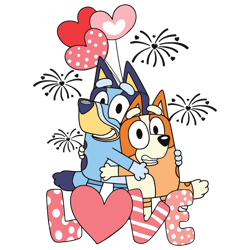 Blue Dog And Bingo Couple Valentine SVG1