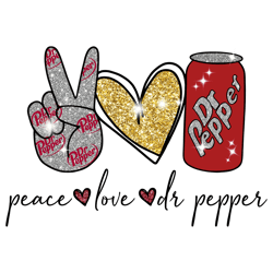 Glitter Peace Love Dr Pepper Soda PNG
