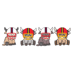 Retro Kansas Highland Cow Football PNG