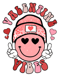 Valentine Vibes Retro Smiley Face PNG