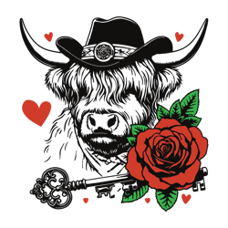 Highland Cow Rose Valentine SVG1