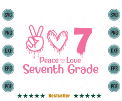 Back To School Peace Love Seventh Grade Svg HLD150721HT56